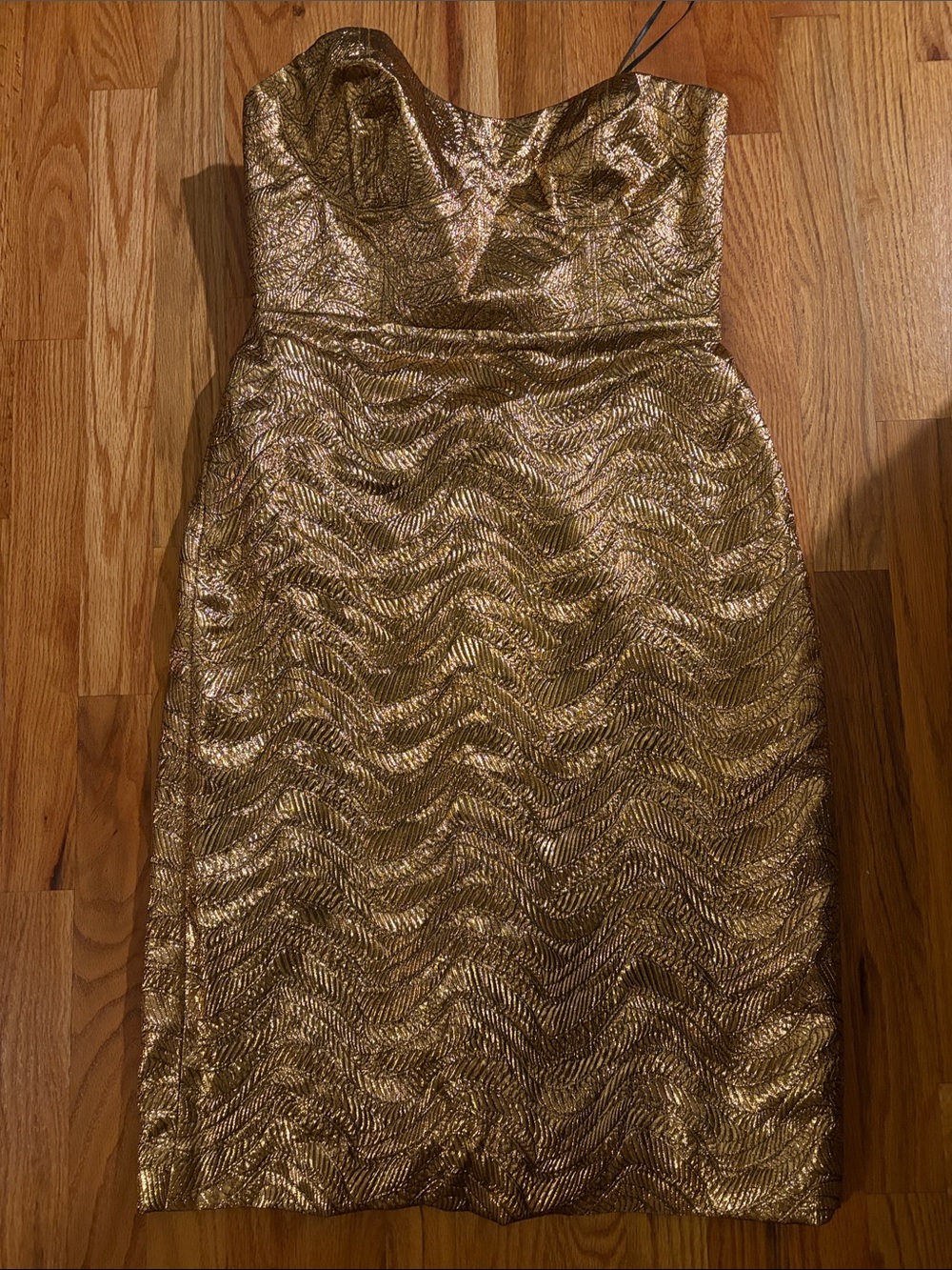 JCREW Strapless Metallic Gold Cocktail Dress SZ8